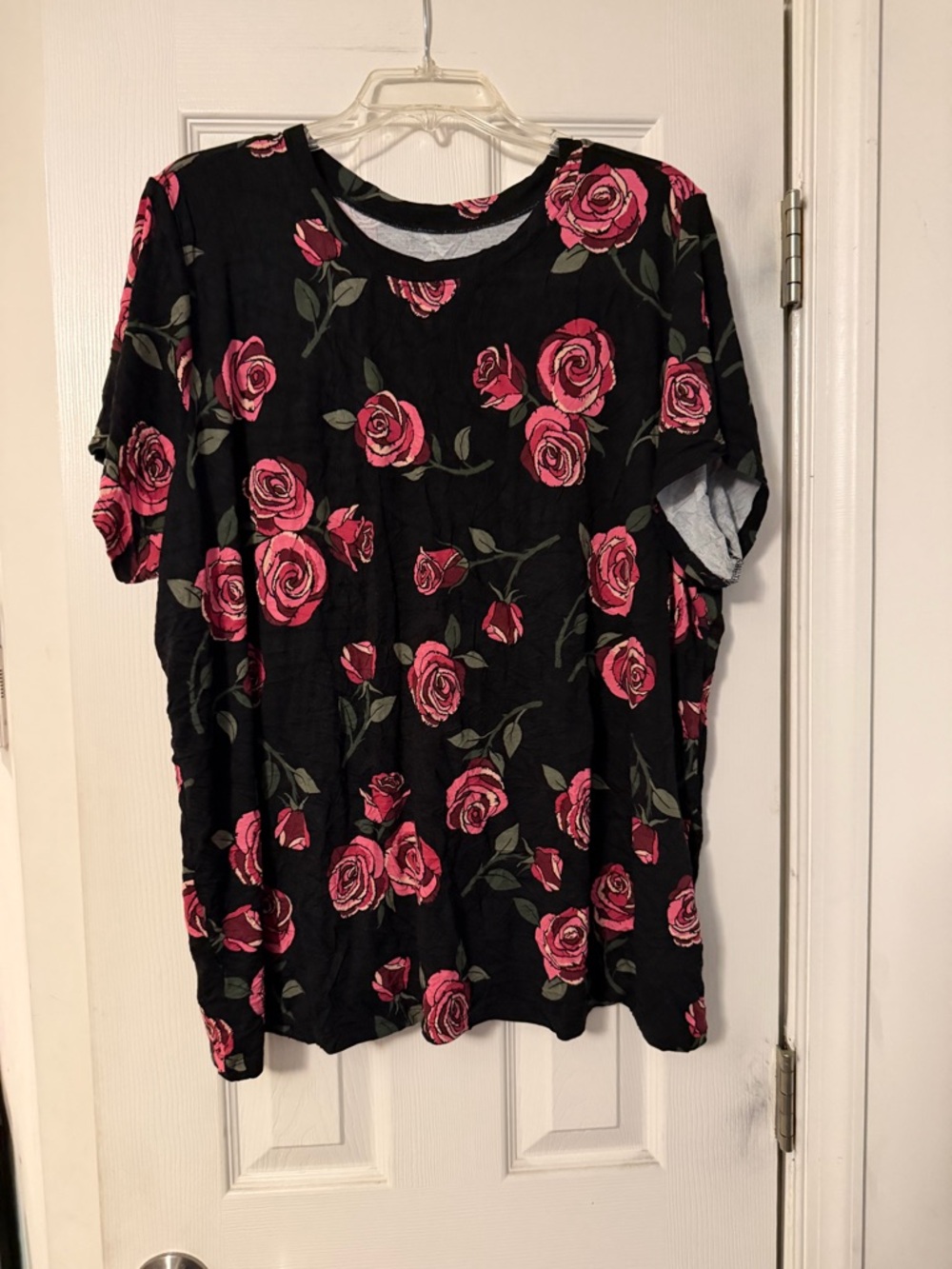 torrid Black Short-Sleeve Tee with Pink Rose Print